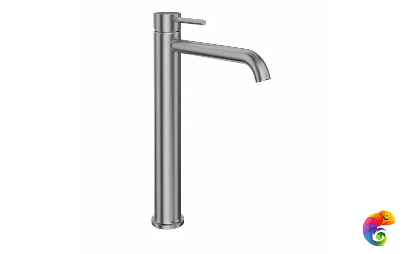69615XKM.50.050 Смеситель для раковины ETERNA однорычажный, высокий, без донного клапана 3/8”, нержавеющая сталь