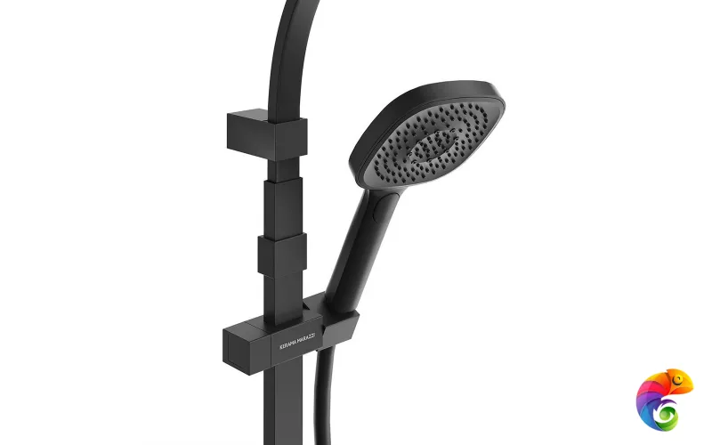 FO.102.KM.BLK.M Душевая колонна квадратная FONTE на 2 потока без смесителя, черный матовый