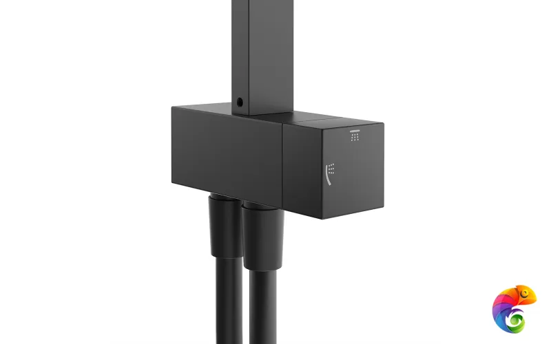 FO.102.KM.BLK.M Душевая колонна квадратная FONTE на 2 потока без смесителя, черный матовый