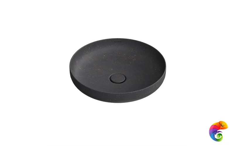 KMSFWb46MBlSt0 Раковина SAFI накладная 46 с крепежом и донным клапаном, черный камень