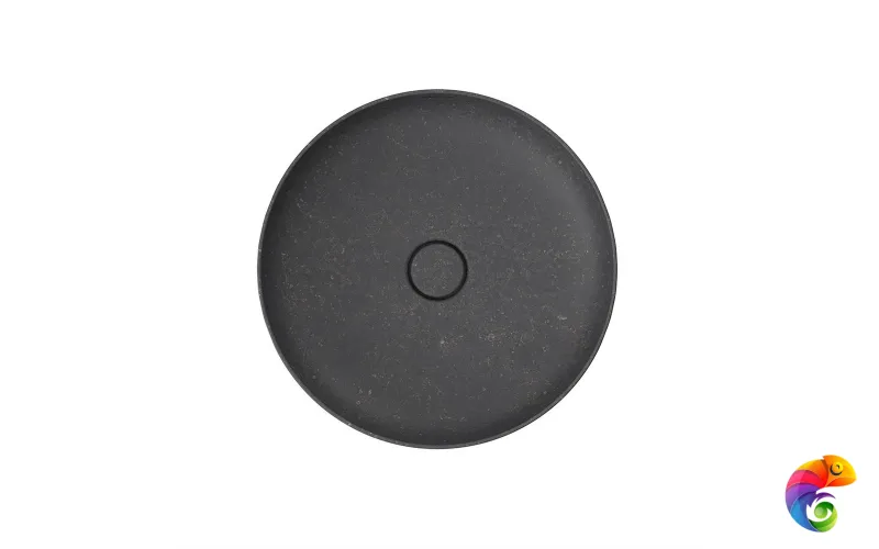 KMSFWb46MBlSt0 Раковина SAFI накладная 46 с крепежом и донным клапаном, черный камень