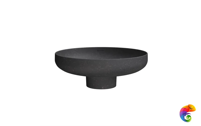 KMSFWb46MBlSt0 Раковина SAFI накладная 46 с крепежом и донным клапаном, черный камень