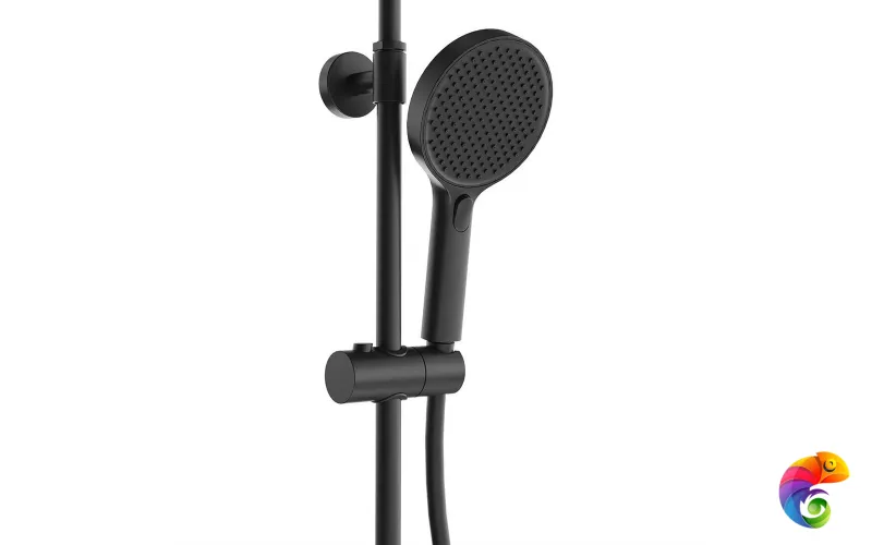 FO.301.KM.BLK.M Душевая колонна FONTE на 3 потока с фикс.изливом с термостатическим смесителем, черный матовый