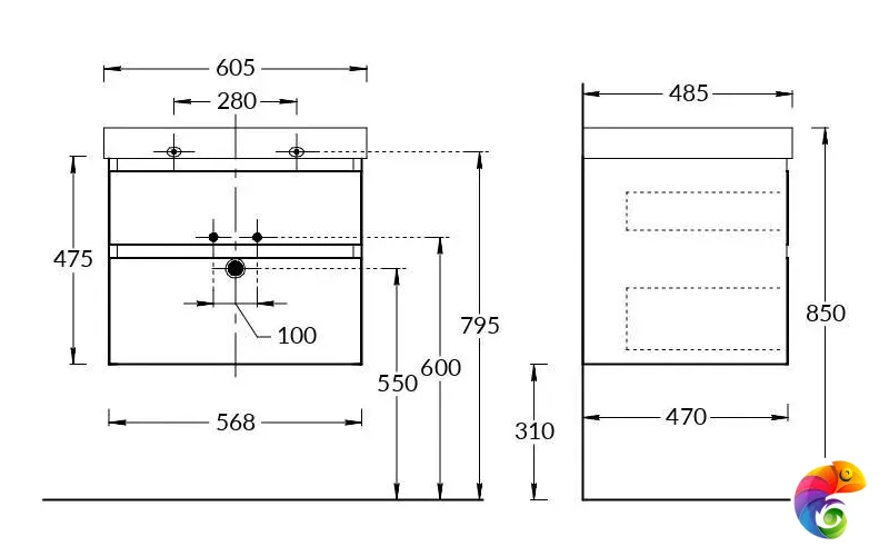 CUB.60.2/WHT.M Тумба CUBO подвесная с ящиками 60, белая матовая