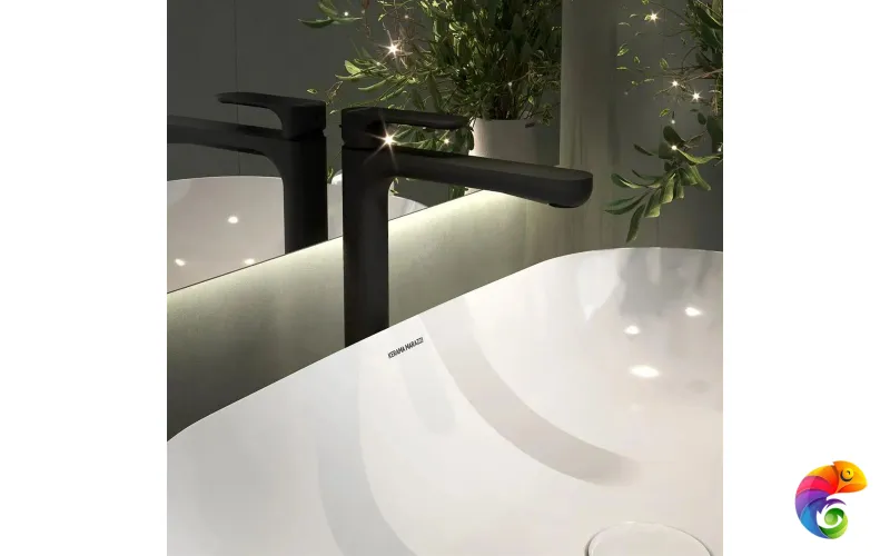 69416KM.01.093 Смеситель для раковины OLE однорычажный высокий без донного клапана, матовый черный