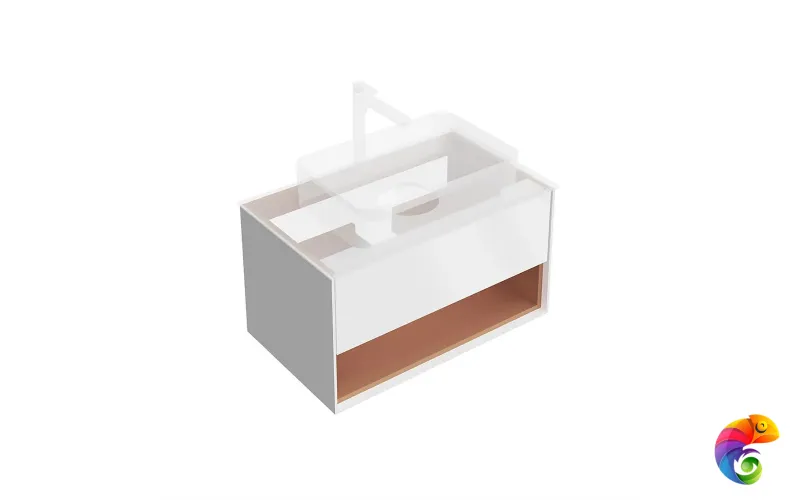 KMPMCb80MSh1 Тумба PLAZA Modern подвесная 80, push, 1 ящик, подсветка, белая матовая+сахара