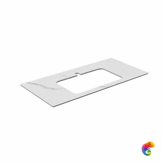 PL2.SG50008220R/100 Столешница из керамогранита для раковин, встраиваемых сверху, Монте Тиберио 100 см, белый натуральный