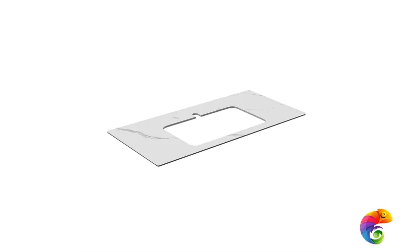 PL2.SG50008220R/100 Столешница из керамогранита для раковин, встраиваемых сверху, Монте Тиберио 100 см, белый натуральный