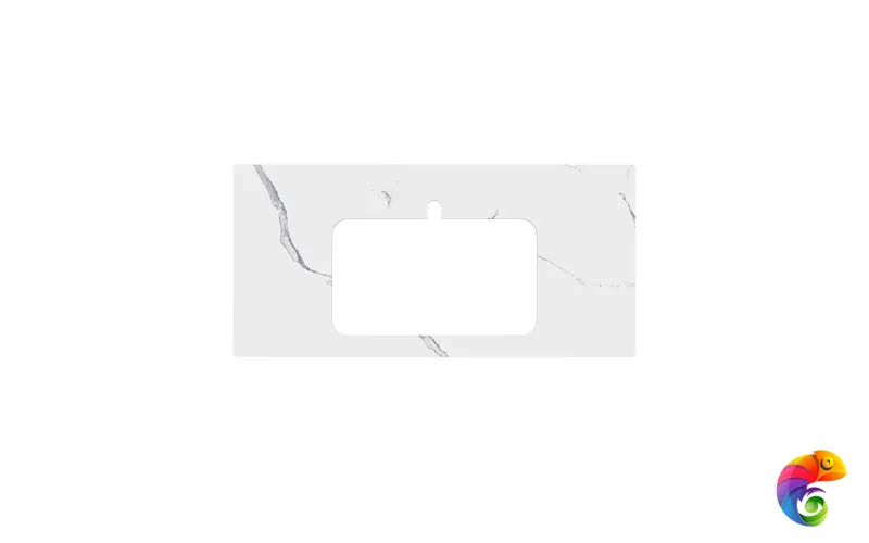 PL2.SG50008220R/100 Столешница из керамогранита для раковин, встраиваемых сверху, Монте Тиберио 100 см, белый натуральный