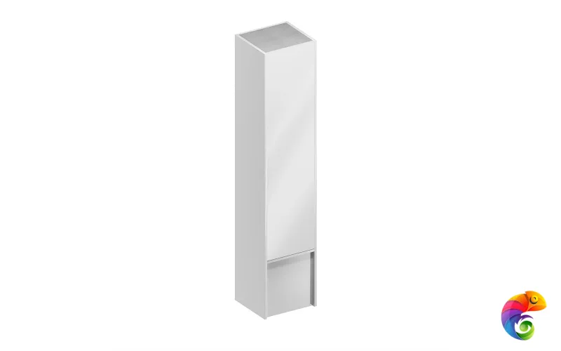 MO.165\WHT Пенал MODULA подвесной 170 с дверцей и ящиком, белый глянцевый