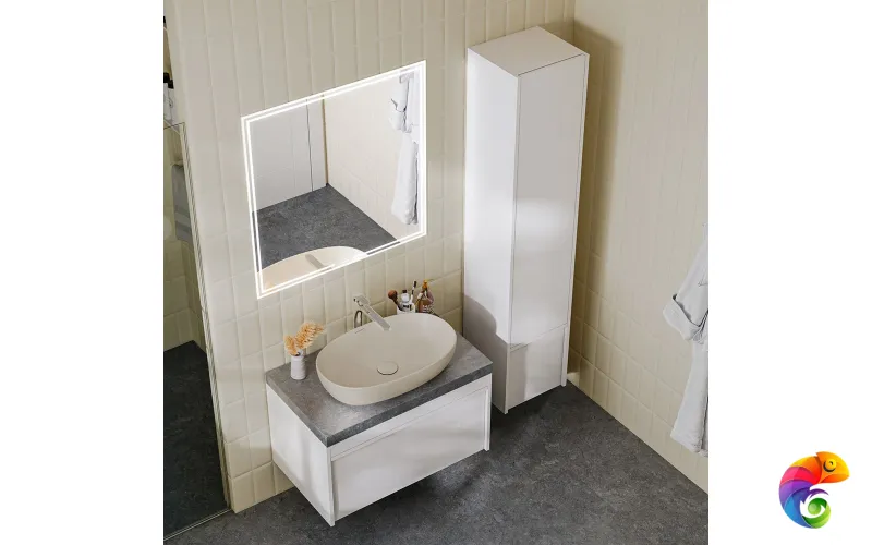 MO.165\WHT Пенал MODULA подвесной 170 с дверцей и ящиком, белый глянцевый