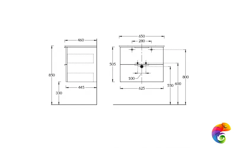 PI.F.65\WHT Тумба PIANO Forte подвесная 65 см, 2 ящика, белый глянцевый