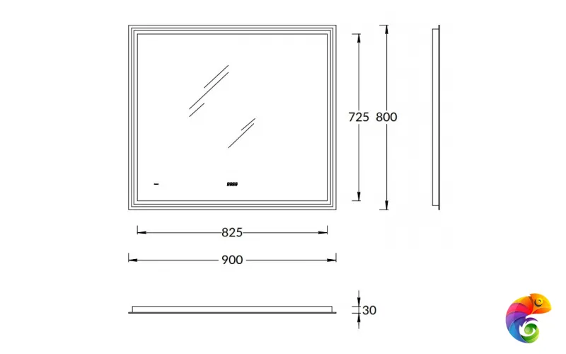 TE.mi.90 Зеркало TECNO c LED 90 с подсветкой, с функцией антизапотевание, белый глянцевый