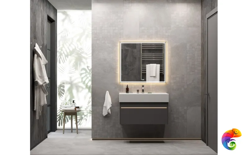 TE.mi.90 Зеркало TECNO c LED 90 с подсветкой, с функцией антизапотевание, белый глянцевый