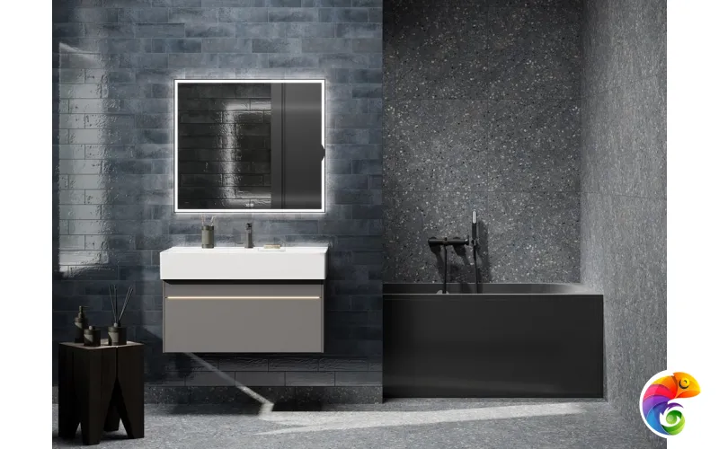 TE.mi.90.1 Зеркало TECNO c LED 90 с макролинзой, с подсветкой, с функцией антизапотевание, белый глянцевый