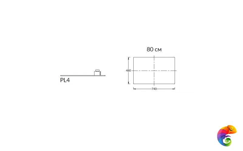 PL4.DD500600R\80 Спец. изделие без отверстий  80 см Про Дабл антрацит