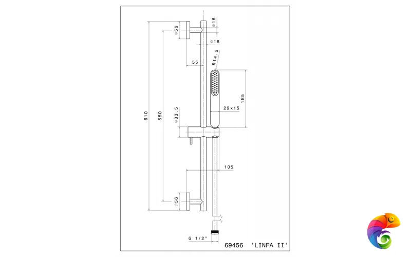 69456KM.M0.071 Душевая стойка длиной 150 см без выхода для подачи воды золотой атласный