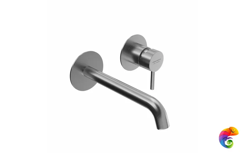 69628EXKM.50.050 Смеситель для раковины ETERNA однорычажный настенный, без донного клапана, нержавеющая сталь
