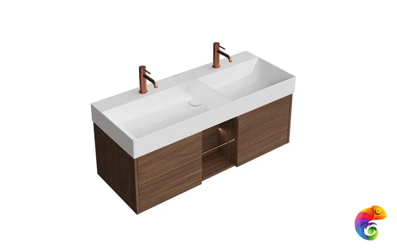 GR.120.2/SNUT Тумба GRANDE подвесная 120, 2 ящика + открытая зона, структурированный орех