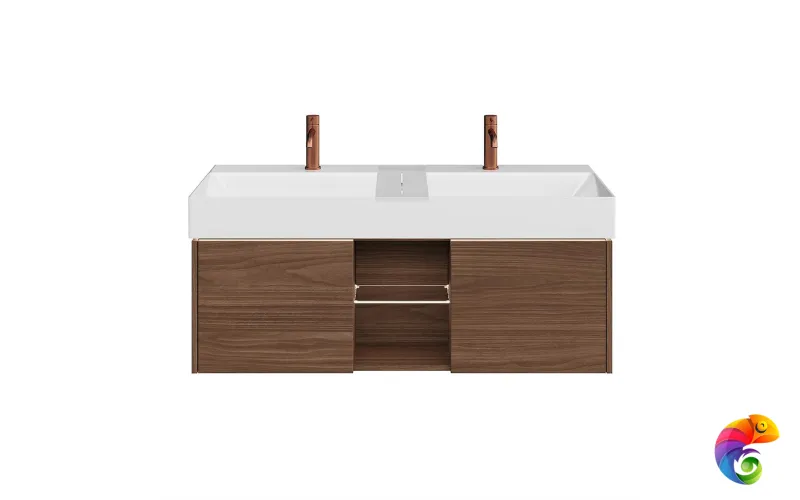 GR.120.2/SNUT Тумба GRANDE подвесная 120, 2 ящика + открытая зона, структурированный орех