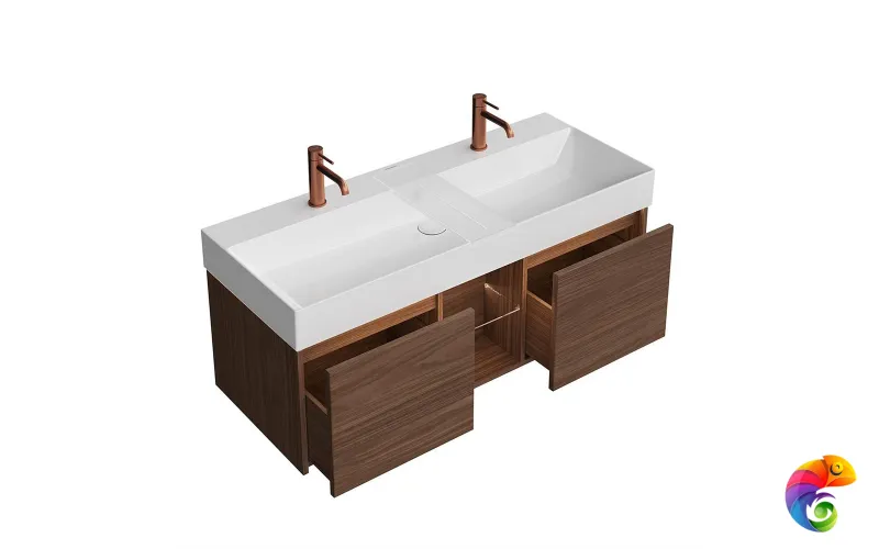 GR.120.2/SNUT Тумба GRANDE подвесная 120, 2 ящика + открытая зона, структурированный орех