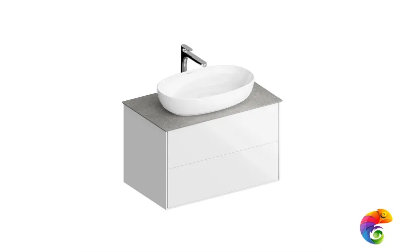 PLB.M.80.2/WHT.V Тумба PLAZA Modern подвесная 80, 2 ящика, белая глянцевая