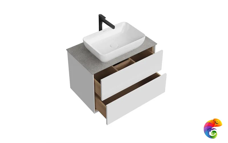 PLB.M.80.2/WHT.V Тумба PLAZA Modern подвесная 80, 2 ящика, белая глянцевая