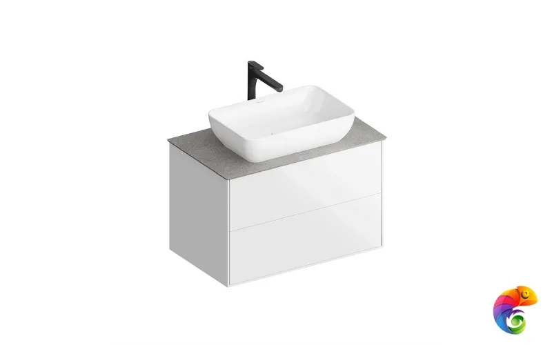 PLB.M.80.2/WHT.V Тумба PLAZA Modern подвесная 80, 2 ящика, белая глянцевая