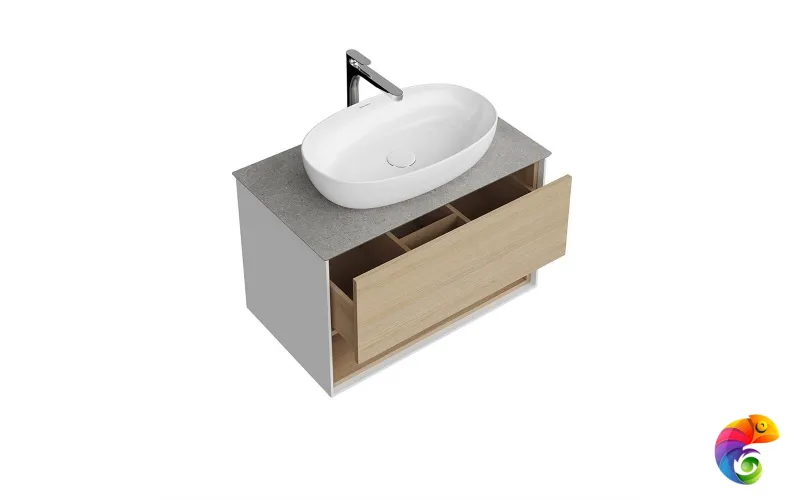 PLB.M.80.1/OAK.V Тумба PLAZA Modern подвесная 80 дуб виченца 1 ящик + полка