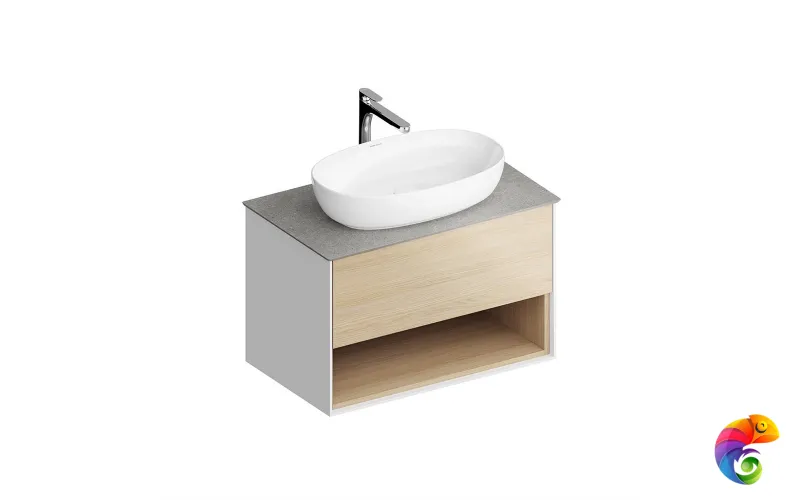 PLB.M.80.1/OAK.V Тумба PLAZA Modern подвесная 80 дуб виченца 1 ящик + полка