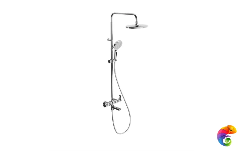 FO.202.KM.CR Душевая колонна FONTE на 3 потока с пов.изливом и  механическим смесителем, хром