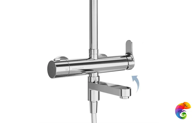 FO.202.KM.CR Душевая колонна FONTE на 3 потока с пов.изливом и  механическим смесителем, хром