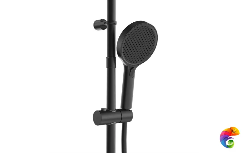 FO.202.KM.BLK.M Душевая колонна FONTE на 3 потока с пов.изливом и механическим смесителем, черный матовый