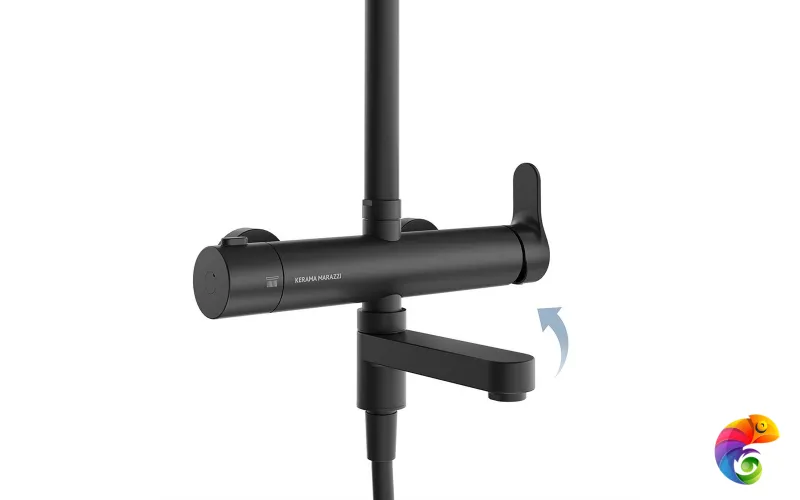 FO.202.KM.BLK.M Душевая колонна FONTE на 3 потока с пов.изливом и механическим смесителем, черный матовый