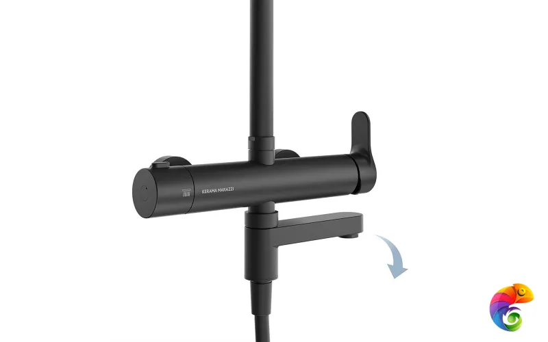 FO.202.KM.BLK.M Душевая колонна FONTE на 3 потока с пов.изливом и механическим смесителем, черный матовый