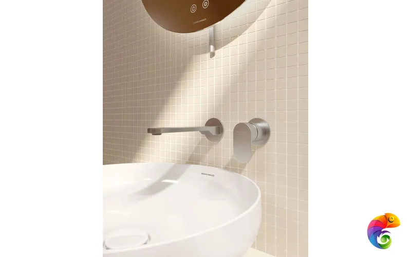 28050KM.50.050 Смеситель для раковины SIARA настенный, с внутренней частью, нержавеющая сталь