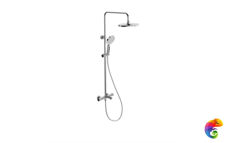 FO.301.KM.CR Душевая колонна FONTE на 3 потока с фикс.изливом с термостатическим смесителем, хром