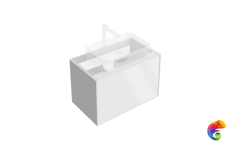 KMPMCb80MWh2 Тумба PLAZA Modern подвесная 80, push, 2 ящика, белая матовая