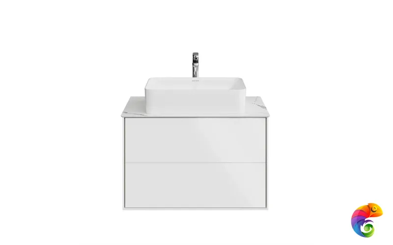 KMPMCb80MWh2 Тумба PLAZA Modern подвесная 80, push, 2 ящика, белая матовая