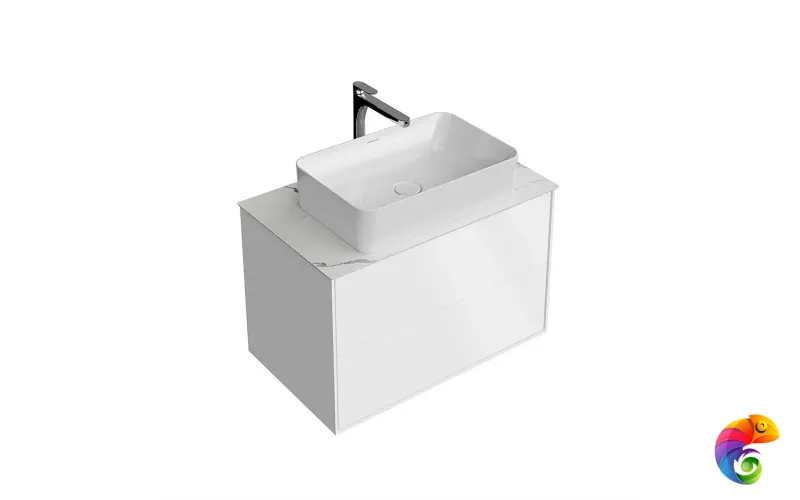 KMPMCb80MWh2 Тумба PLAZA Modern подвесная 80, push, 2 ящика, белая матовая