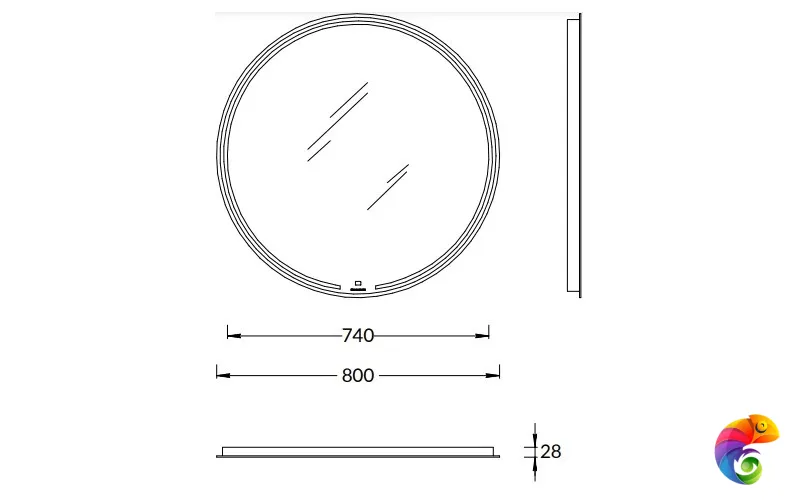 MIO.mi.80D\WHT Зеркало MIO круглое с диммером 80, белое