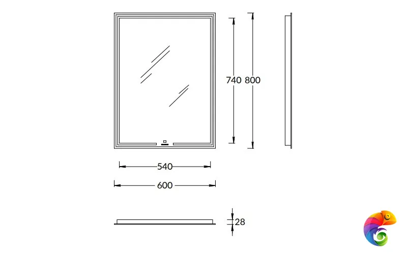 MIO.mi.60\WHT Зеркало MIO прямоугольное с диммером 60, белое