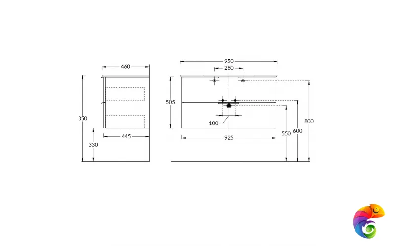 PI.F.95\WHT Тумба PIANO Forte подвесная 95 см, 2 ящика, белый глянцевый