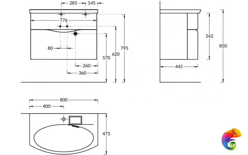 RV.80\WHT.M Тумба RIVA 80 см, белая матовая
