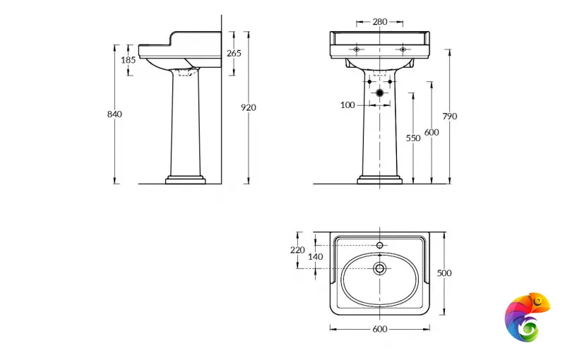 PO.wb.60 Раковина POMPEI 60 с крепежом