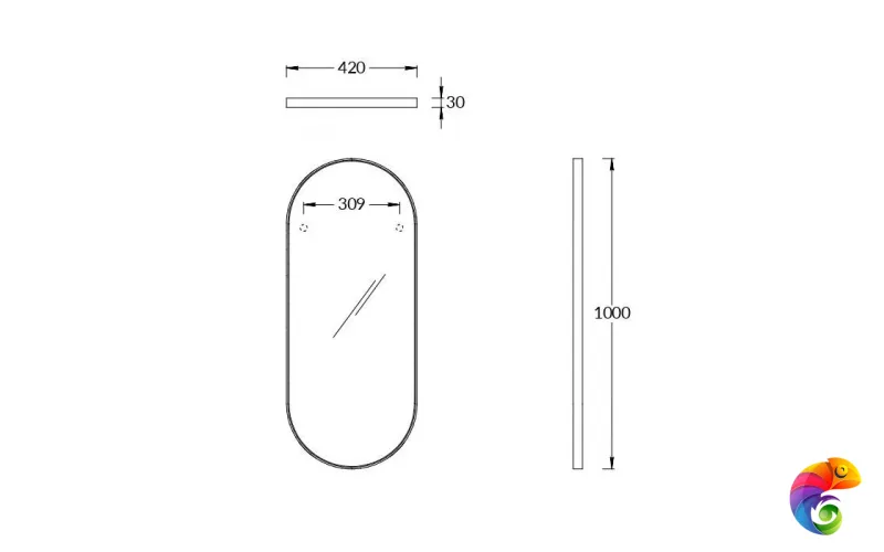 CO.mi.P.42/BLK Зеркало CONO овальное 42, черное матовое
