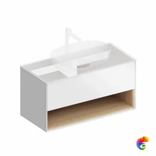 PLB.M.100.1/WHT.V Тумба PLAZA Modern подвесная 100 1 ящик + полка, белая глянцевая