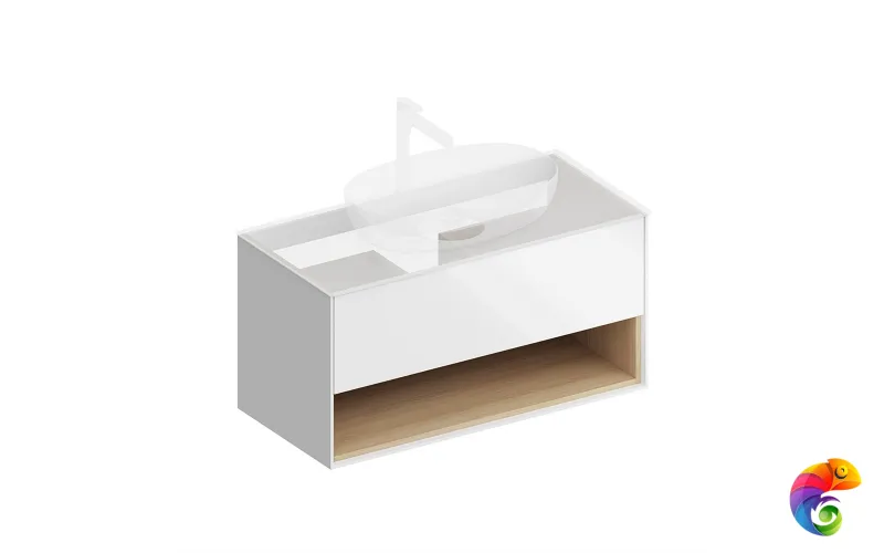 PLB.M.100.1/WHT.V Тумба PLAZA Modern подвесная 100 1 ящик + полка, белая глянцевая