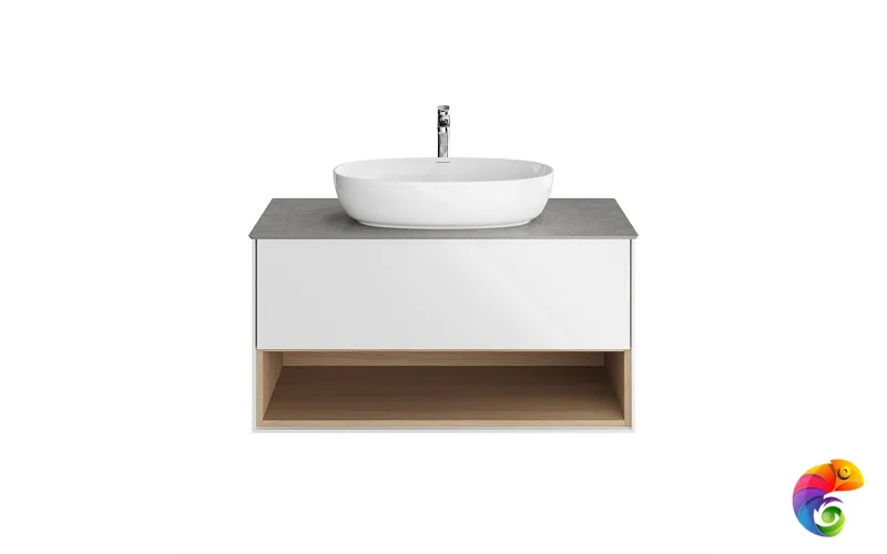 PLB.M.100.1/WHT.V Тумба PLAZA Modern подвесная 100 1 ящик + полка, белая глянцевая