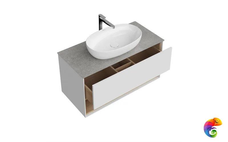 PLB.M.100.1/WHT.V Тумба PLAZA Modern подвесная 100 1 ящик + полка, белая глянцевая